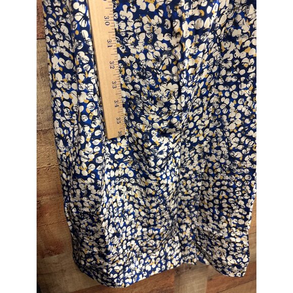 Adrianna Papell Petite 100% Silk Floral Wrap Dress Size 10P Blue & White Short S - Picture 3 of 5